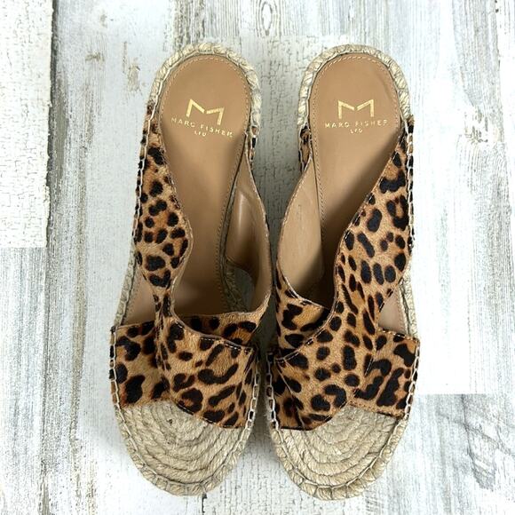 Mark Fisher Womens 8.5 cheetah calf fur and leather espadrilles new leather - Picture 2 of 8